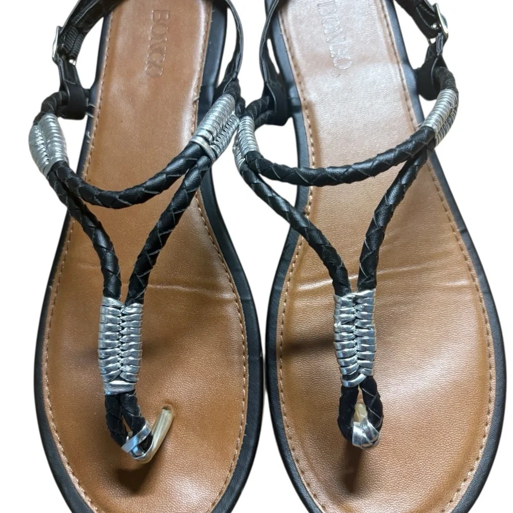 Braided Black and Silver Women's Sandals - Picture 4 of 4